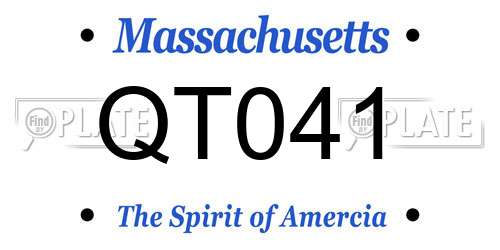 QT041 Massachusetts License Plate