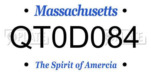 QT0D084 Massachusetts License Plate