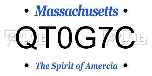 QT0G7C Massachusetts License Plate