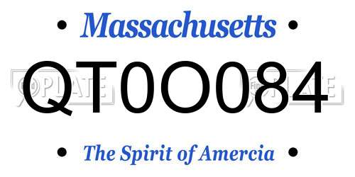 QT0O084 Massachusetts License Plate