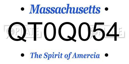 QT0Q054 Massachusetts License Plate