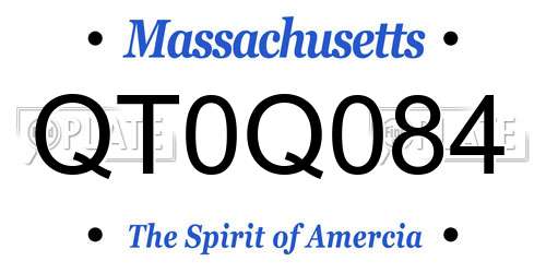 QT0Q084 Massachusetts License Plate