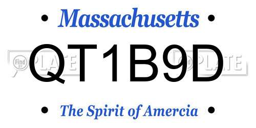 QT1B9D Massachusetts License Plate