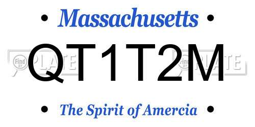 QT1T2M Massachusetts License Plate