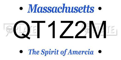 QT1Z2M Massachusetts License Plate