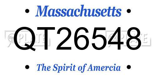QT26548 Massachusetts License Plate