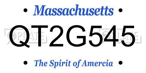 QT2G545 Massachusetts License Plate