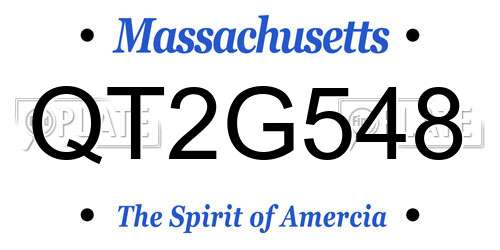 QT2G548 Massachusetts License Plate