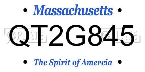 QT2G845 Massachusetts License Plate