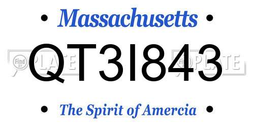 QT3I843 Massachusetts License Plate