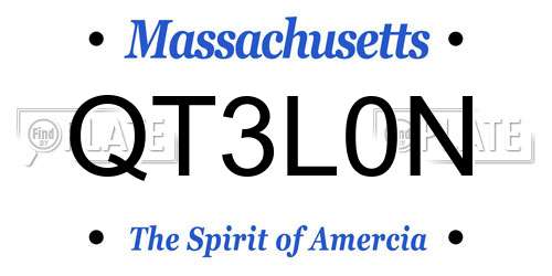 QT3L0N Massachusetts License Plate