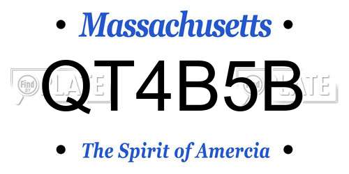 QT4B5B Massachusetts License Plate