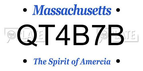 QT4B7B Massachusetts License Plate