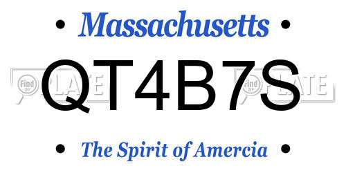 QT4B7S Massachusetts License Plate