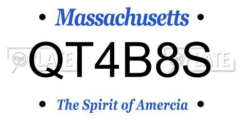 QT4B8S Massachusetts License Plate