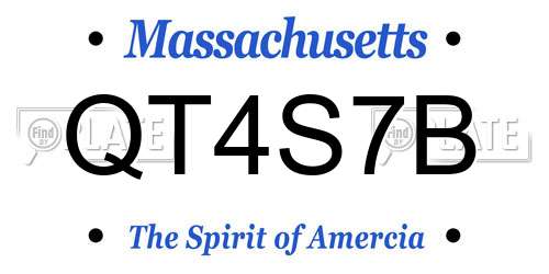 QT4S7B Massachusetts License Plate