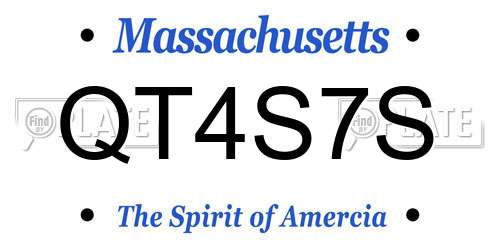 QT4S7S Massachusetts License Plate
