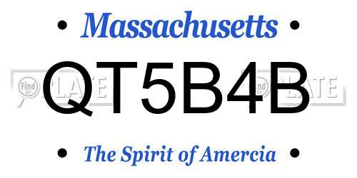 QT5B4B Massachusetts License Plate