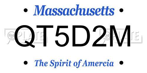 QT5D2M Massachusetts License Plate