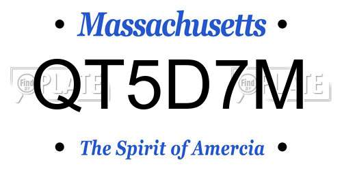 QT5D7M Massachusetts License Plate