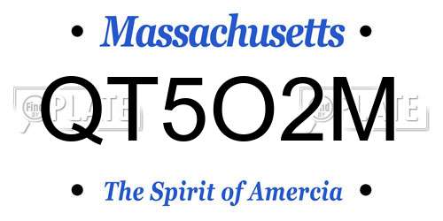 QT5O2M Massachusetts License Plate