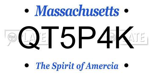 QT5P4K Massachusetts License Plate