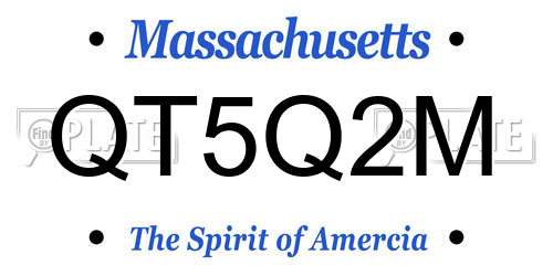 QT5Q2M Massachusetts License Plate