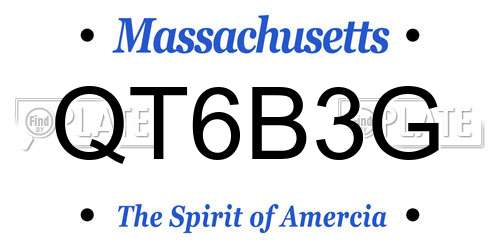 QT6B3G Massachusetts License Plate