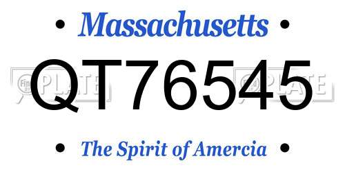 QT76545 Massachusetts License Plate