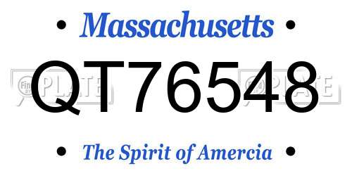 QT76548 Massachusetts License Plate