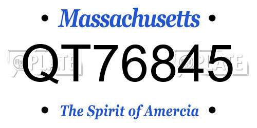 QT76845 Massachusetts License Plate