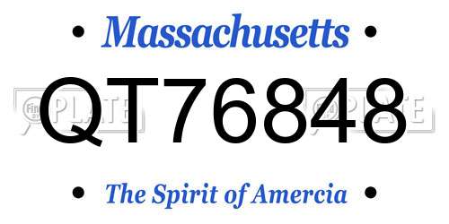 QT76848 Massachusetts License Plate