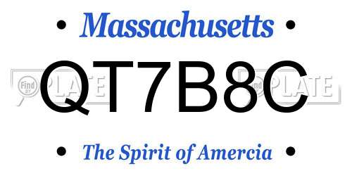 QT7B8C Massachusetts License Plate