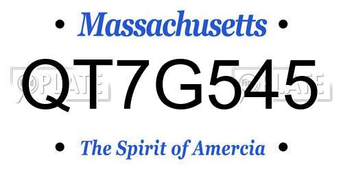 QT7G545 Massachusetts License Plate
