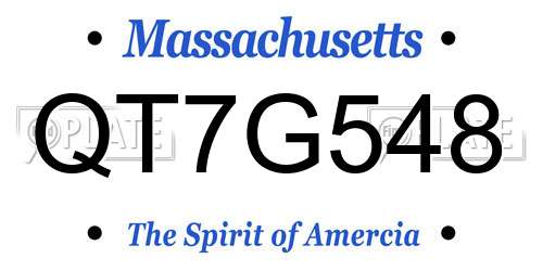 QT7G548 Massachusetts License Plate