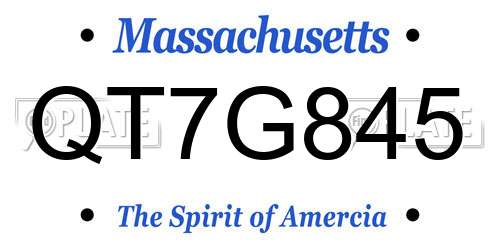 QT7G845 Massachusetts License Plate