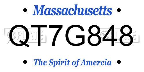 QT7G848 Massachusetts License Plate
