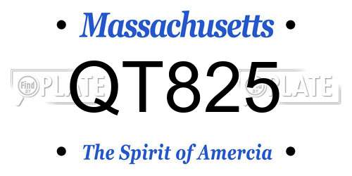 QT825 Massachusetts License Plate