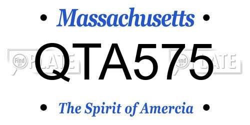 QTA575 Massachusetts License Plate