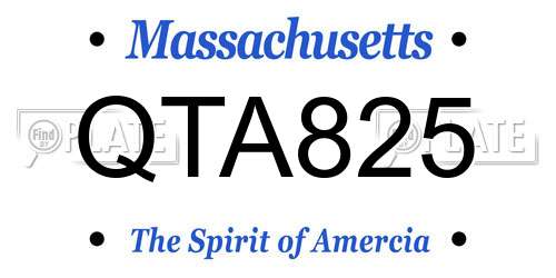 QTA825 Massachusetts License Plate