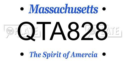 QTA828 Massachusetts License Plate