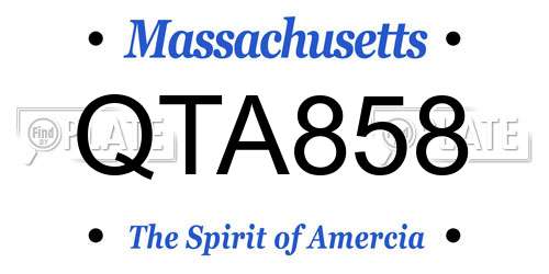 QTA858 Massachusetts License Plate