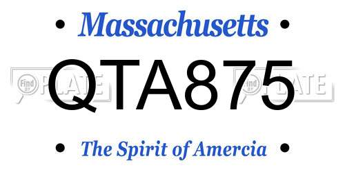 QTA875 Massachusetts License Plate