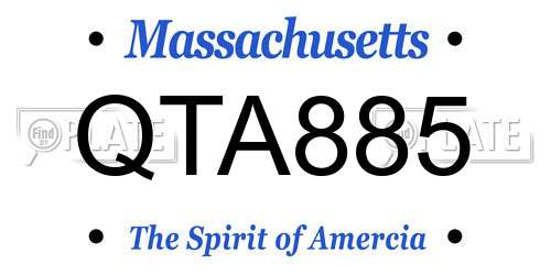 QTA885 Massachusetts License Plate