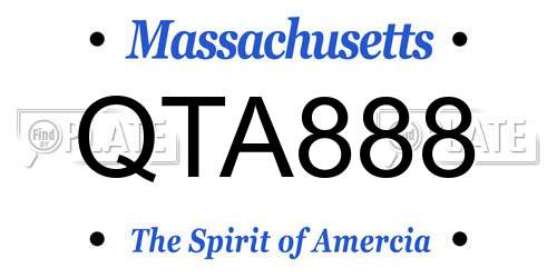 QTA888 Massachusetts License Plate
