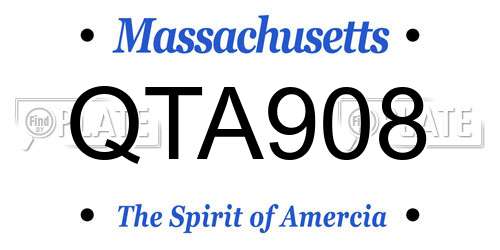 QTA908 Massachusetts License Plate