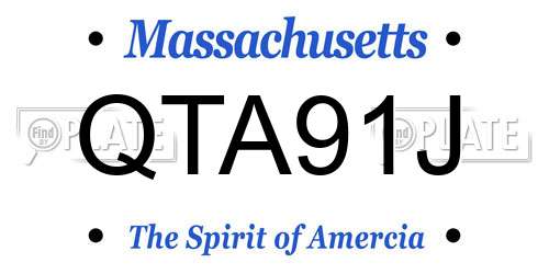 QTA91J Massachusetts License Plate