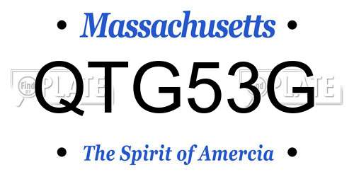 QTG53G Massachusetts License Plate