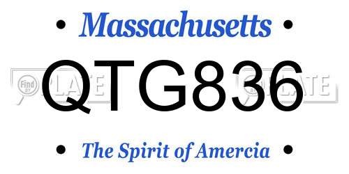 QTG836 Massachusetts License Plate