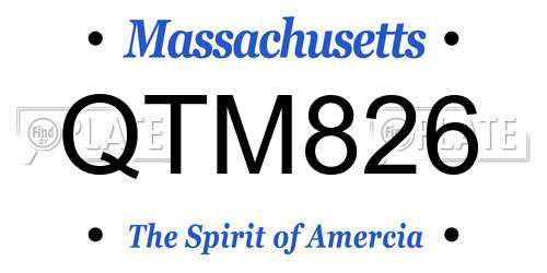 QTM826 Massachusetts License Plate